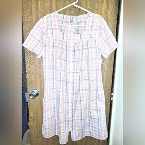 Croft & Barrow Day Dress Duster Nightgown House Coat Night gown L Pink Plaid